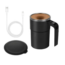 Taza de café eléctrica Jikaixiang 2026 con agitador automático, tapa, 380 ml, mezclador de proteína en polvo, color negro.