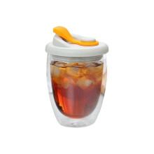 2026 Vaso de vidrio de borosilicato de alta calidad con doble capa aislante Rosa Cs rápido Naranja