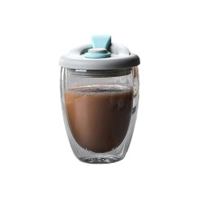 2026 Vaso de vidrio de borosilicato de alta calidad con doble capa aislante Rosa Cs rápido Azul
