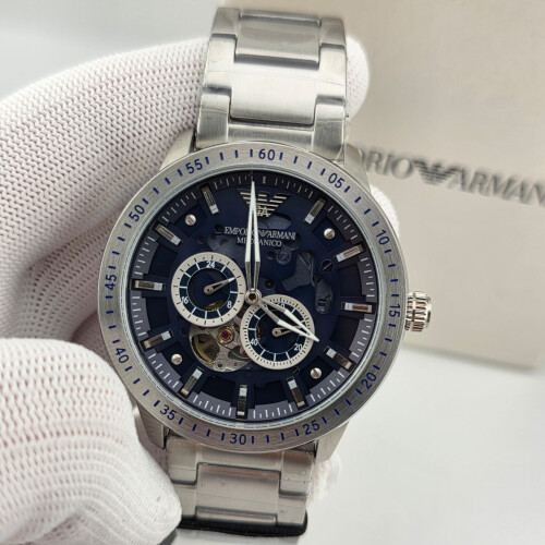 Armani ARMANI MEN'S AR60052 WATCH SILVER & BLUE DIAL