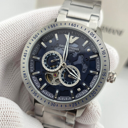 Armani ARMANI MEN'S AR60052 WATCH SILVER & BLUE DIAL 1