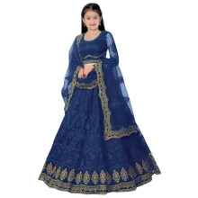 Lehenga Choli ΰ manches courtes pour filles, style ethnique, broderies ιlιgantes | Ensemble Choli et Dupatta (Kalima)