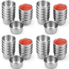 Lot de 48 Bols à Sauce en Acier Inoxydable, -Gobelets Réutilisables de 45 Ml pour Condiments, Collations et Apéritifs