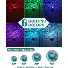 Disco Motor with Light, Adjustable Speed RGB Spinner with Remote, 3 Power Modes, Fits 4"-16" Mirror Balls EU Plug