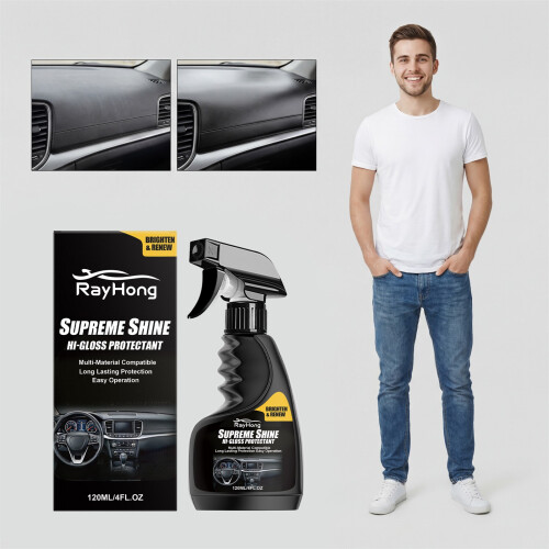 (120ml) RAYHONG Car Interior Gloss Protectant Plastic Leather Dashboard Surface Material Gloss Care Agent 1