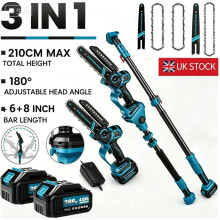 15Ft MAX Reach & Multi-Angle Pole Saw 8 & 6In Electric 2x4.0Ah Battery Chainsaws