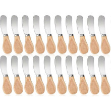 20-Piece Mini Cheese Spreader Set, Stainless Steel Butter Knives Wooden Handles Boards More