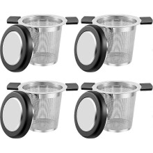4 Pcs Tea Loose Tea Stainless Steel Tea Steeper Large Capacity Tea Mesh Tea Teapots Cups Mugs