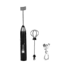 3-in-1 Tragbarer elektrischer Schaumbereiter, Handaufschäumer, Hochgeschwindigkeits-Getränkemixer, Kaffeeaufschäumstab, Schwarz