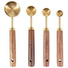 Messlöffel-Set mit Holzgriff, Messlöffel aus Edelstahl, Backwerkzeug-Set, Küche 1
