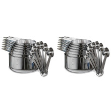 Stainless Steel Measuring Cups Spoons Set 28 Pieces,14 Nesting Cups and 14 Stackable Spoons Silver
