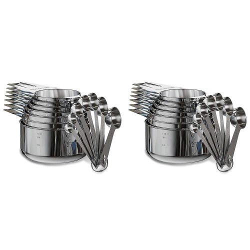 Stainless Steel Measuring Cups Spoons Set 28 Pieces,14 Nesting Cups and 14 Stackable Spoons Silver
