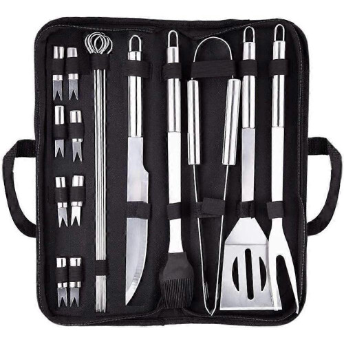 Ensemble de 18 ustensiles pour barbecue, comprenant : spatule, brosse