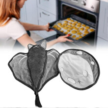 Oven Mitts & Pot Holders Set - Gothic Bat & Moon Heat Resistant Kitchen Gloves Baking, Cooking, BBQ