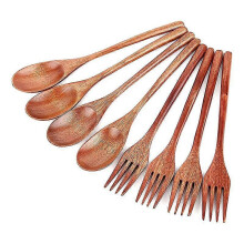 8-teiliges Holzlöffel- und Gabelset, japanisches Besteckset aus Holz, B