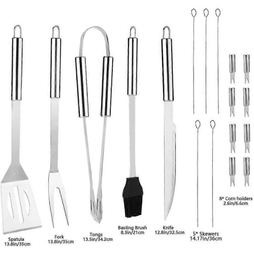 Ensemble de 18 ustensiles pour barbecue, comprenant : spatule, brosse 1