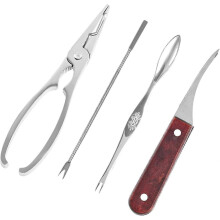 4pcs Seafood Tools Set, 1pc Crab Crab Leg 1pcs Shrimp Peeler Shrimp Knife Wooden Handle 2pcs Lob