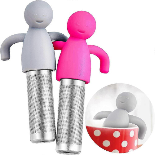 Stylish Stainless Steel Tea Infusers - 2 Pack Fine Mesh Strainers for Loose Leaf Tea (Rose & Grey)