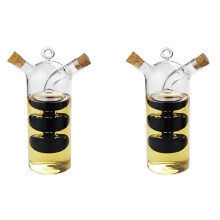 2X 2-In-1 Double Layer Bottle Sauce Oil Vinegar Glass Bottle Sealed Kitchen Storage Transparent