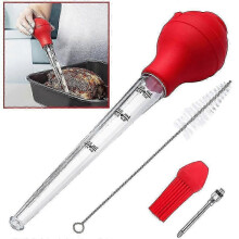 Set mit 4 Teilen, FDA-zugelassener Silikon-Gewürzschlauch, Marinadeninjektornadel für Fleisch, Grillpinsel