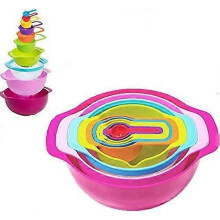 10 Pcs Mixing Bowl Set, Set-color Kitchen Bowl Colander Mesh Filter, Measuring Cup And Spoon