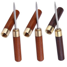 3-teiliges Küchenutensil aus Edelstahl mit Holzgriff und Sicherheitsdeckel.