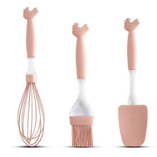 3-teiliges Set / Set bestehend aus Pfannenwendern, Schneebesen und Silikon-Kochgeschirr in Tierform