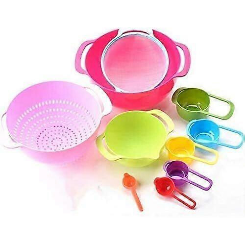 10 Pcs Mixing Bowl Set, Set-color Kitchen Bowl Colander Mesh Filter, Measuring Cup And Spoon 1