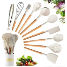 Silicone Kitchen Utensil Set, Kitchen Utensils 10 Pcs Cooking Utensils Set with Storage Bucket