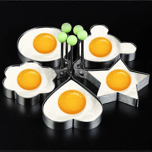 Fried Egg Molds, Pancake Mold Maker With Handle For Kids, Mold Non Stick For Griddle 5pcs 1