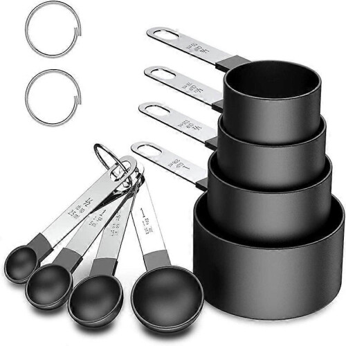 8 Pcs Measuring Cups Spoon Set - Plastic Measuring Stainless Steel Handle, Tool Liquids Solids