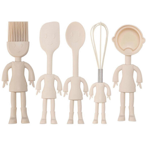 Human Shaped Kitchen Utensils Set 5 Piece Non Stick Baking Tools Kitchen Gadgets Silicone Grip