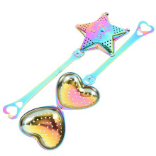 2Pcs Stainless Steel Heart Star Loose Leaf Tea Infuser Filter Strainer Stirrer Assorted Color M