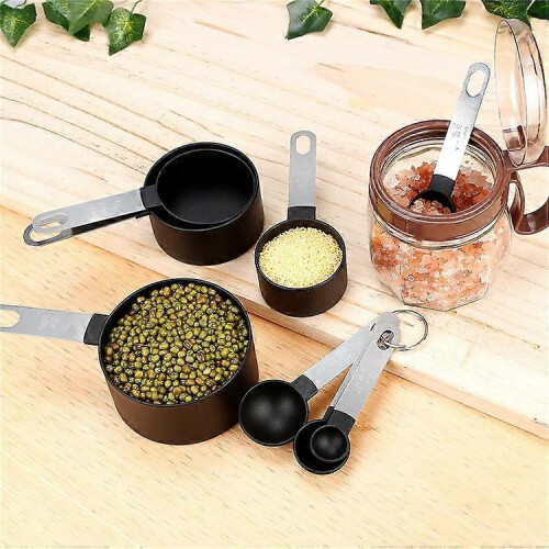 8 Pcs Measuring Cups Spoon Set - Plastic Measuring Stainless Steel Handle, Tool Liquids Solids 1