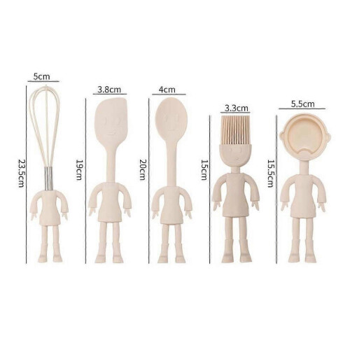 Human Shaped Kitchen Utensils Set 5 Piece Non Stick Baking Tools Kitchen Gadgets Silicone Grip 1
