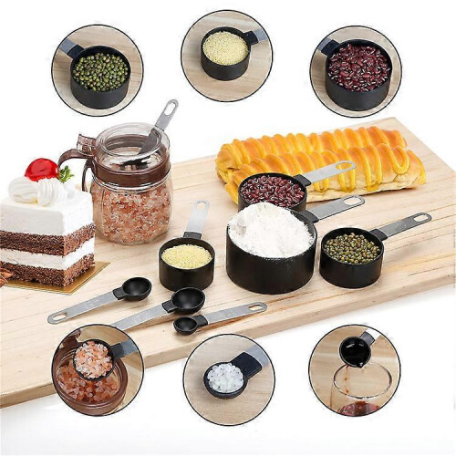 8 Pcs Measuring Cups Spoon Set - Plastic Measuring Stainless Steel Handle, Tool Liquids Solids 2