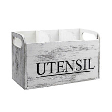 Kitchen Utensil Holder with Handle Large Capacity Multipurpose Wooden Countertop Organizer with 3 z