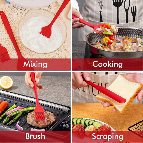 Silicone Spatula Set, Heat Kitchen Spatulas Cooking Baking, Seamless One Piece Flexible Safe 2