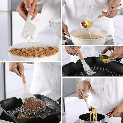 Silicone Kitchen Utensil Set, Kitchen Utensils 10 Pcs Cooking Utensils Set with Storage Bucket 2