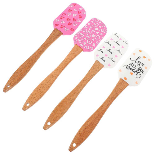 Silicone Baking Spatula Set 4Pcs Valentine Cake Spatula for Kitchen Tasks 2