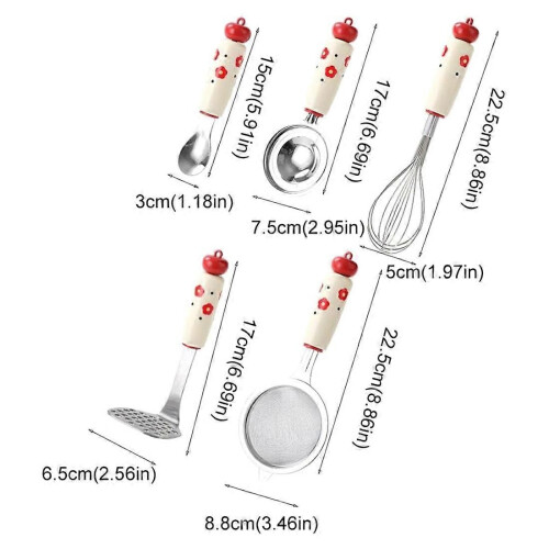 5-teiliges Backwerkzeug-Set mit verdicktem Griff, Eierstampfer, rostfrei 1