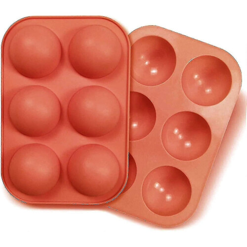 2 Pack of Semi-Sphere Silicone Baking Molds for Round Hot Chocolate Candy Making