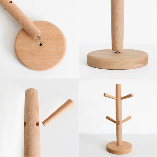 Wooden Tree Mug Drying Cups Storage Rack Holder 6 Hooks Home Kitchen Drain Hanger Stand Solid Normal