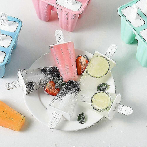 Popsicle Molds 6 Ice Trays Silicone Ice Pop Molds Reusable Easy Release Ice Pop Maker Popsicle With 1