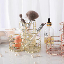 Gold-plated Stainless Steel Wire Storage Basket Pen Holder Small Items Desktop Storage Finishing Box