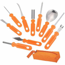Pumpkin Carving Kit Stainless Tools 10 Piece Heavy Duty Jack O Set Adults Kids Orange One Size