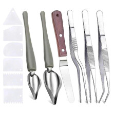 12 Pcs Chef Plating Tools Plating Drizzle Spoons Cooking Tweezers Stainless Stee Kitchen Art