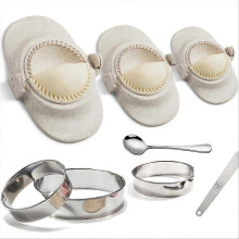 Empanada Maker Press, 6 Inch Large Dumpling Maker Set with Dough Cutter, Dumpling Mold Set for Beige
