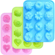 Food Grade Silicone Molds, Baking Pan Heart 3-Pack Silicone Molds Candy, Jelly, Ice Cube, Muf