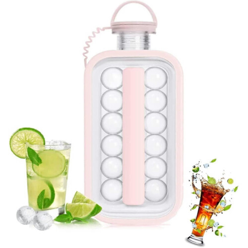 Ice Cube Molds 2 In 1 Portable Ice Cube Trays Ice Ball Maker Kettle Pink